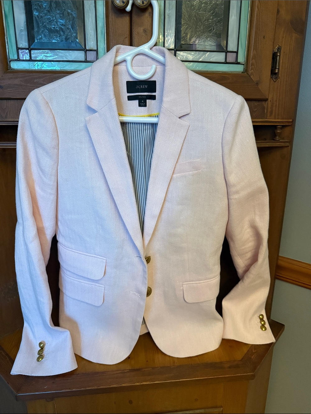 J.Crew Dalton Blazer in Italian Cotton-Linen Pale Pink - Size s4